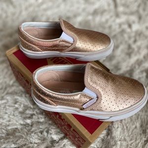 Classic Slip-On Perf Leather Vans (Rose Gold)